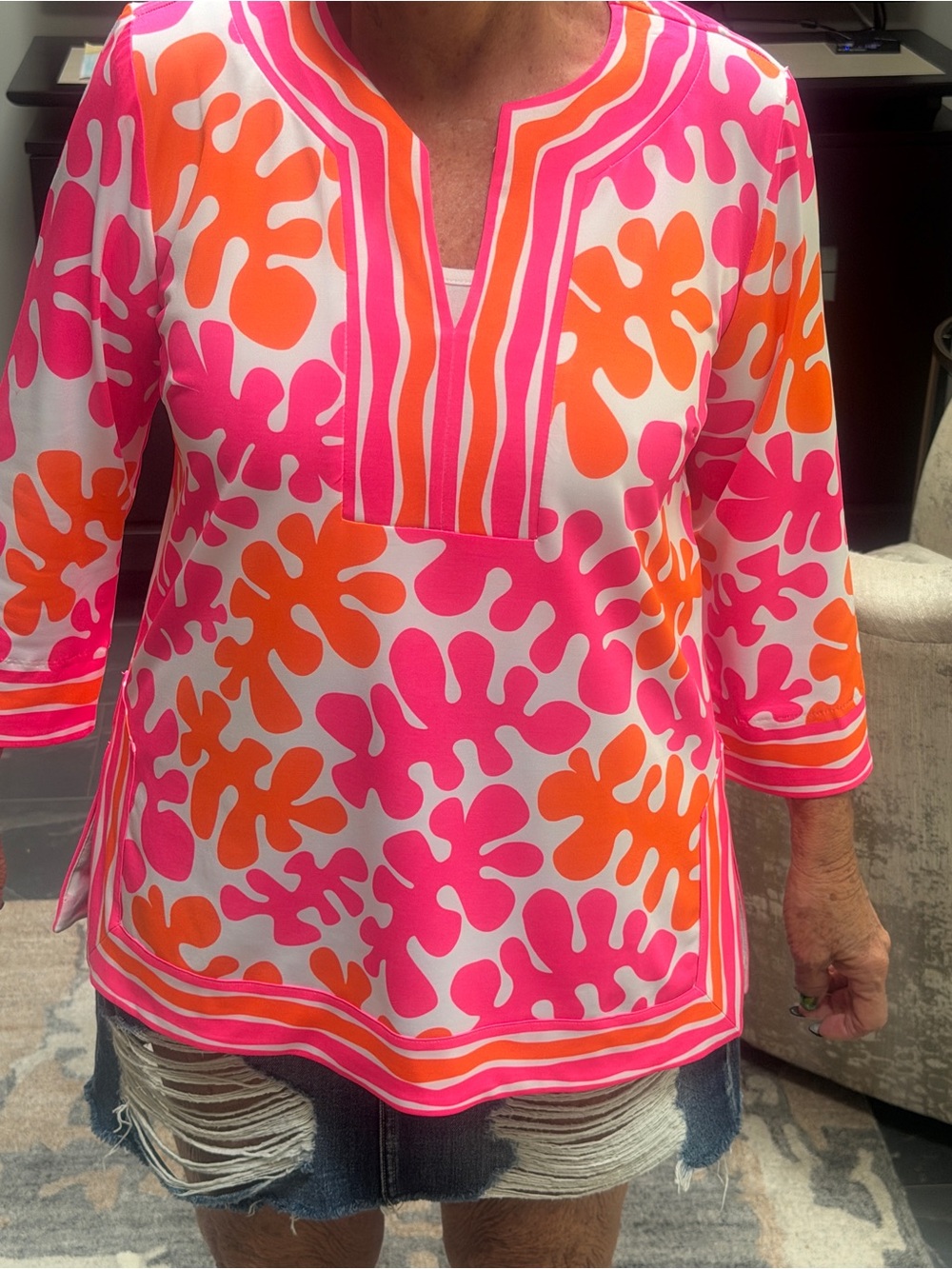 Gretchen Scott Designs Hot Pink & Orange Abstract Print Tunic